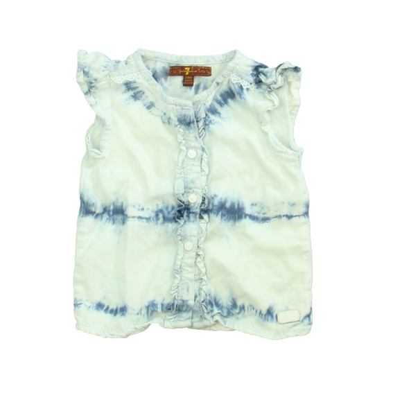 7 for all Mankind Girls Blue | White Blouse size: 24 Months - Picture 1 of 1
